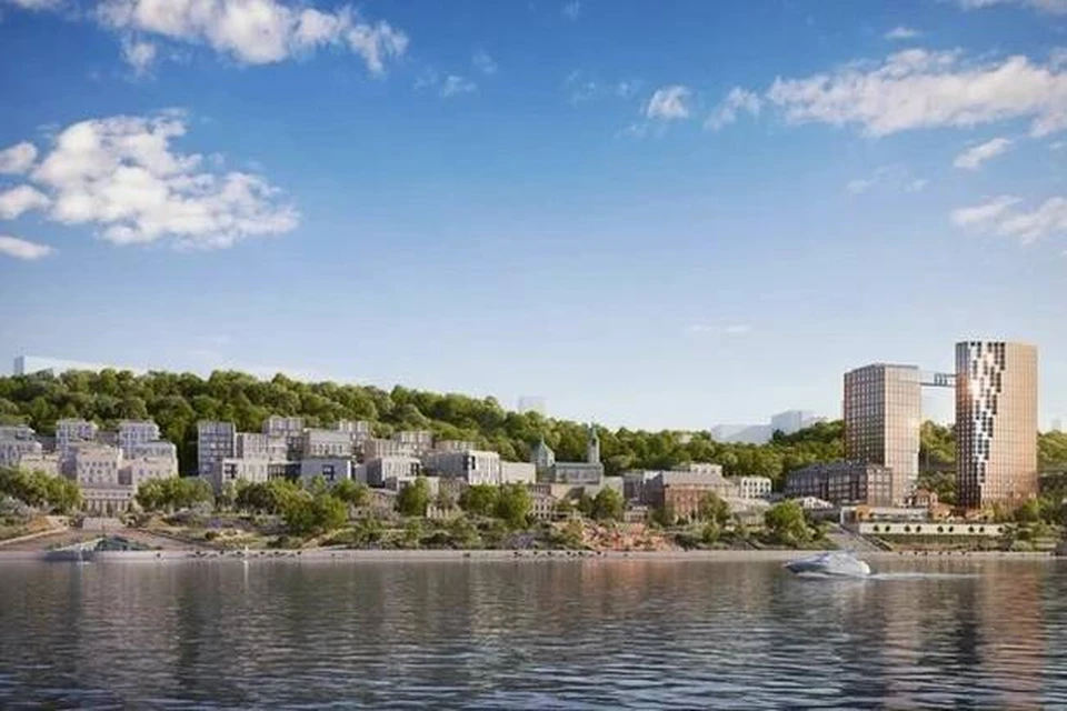 Так будет выглядеть речной фасад Нижнего Новгорода после застройки Черниговской набережной. Фото: Glorax