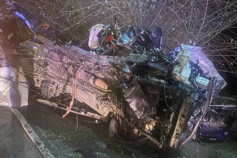 В результате столкновения автомобиля с опорой освещения погиб водитель. Фото: полиция Приморья