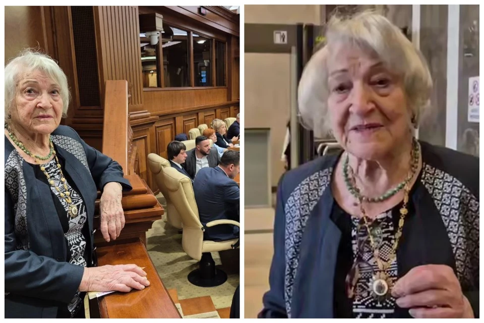 Кавалера Ордена Республики Людмилу Лащенову всё-таки пустили в зал заседаний, но выступить не позволили. Фото: коллаж КП