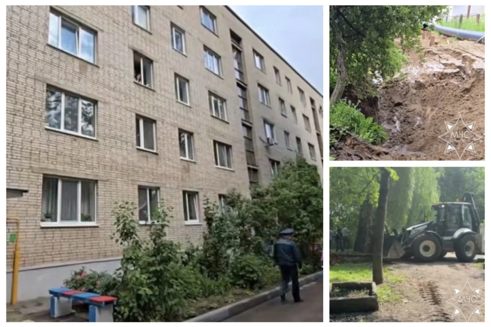 Что будет с жильцами дома в Витебске, где произошел подмыв и обвал грунта. Фото: скриншот с видео МЧС Беларуси