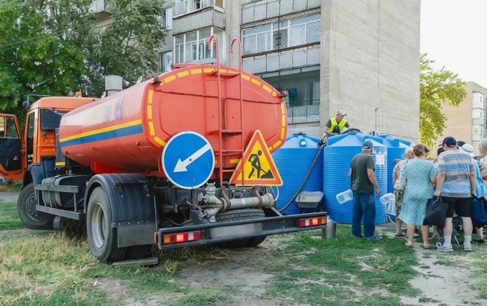 В городе организованы пункты доставки воды. Фото - канал МАХ Сергея Золотарева