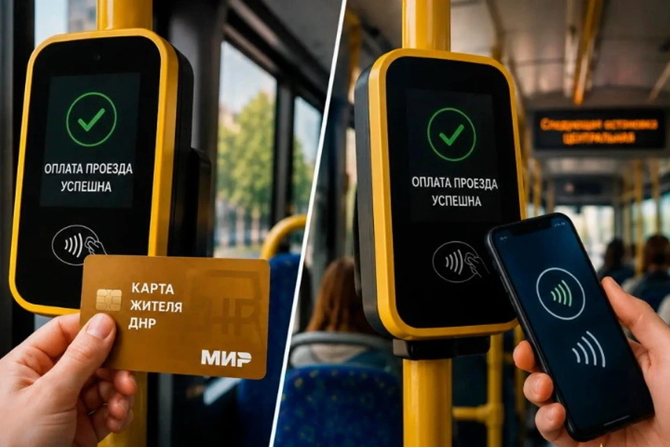 Право на бесплатный проезд дает карта жителя ДНР золотистого цвета. Фото: Минтранс ДНР