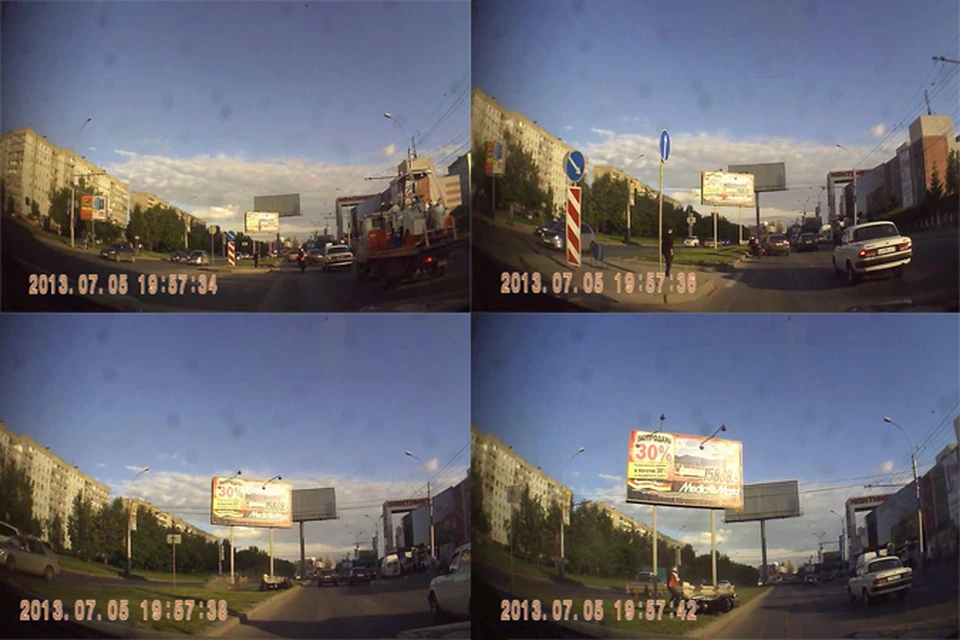 На кадрах с видеорегистратора видно, как «Тойота-Камри» подрезает мотоциклиста.