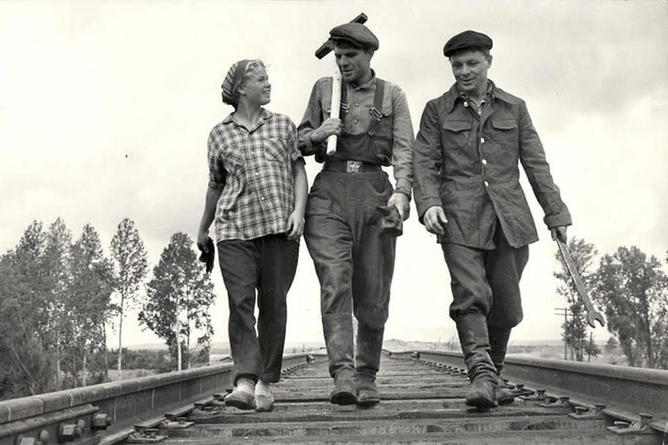 Путейцы. На строительстве дороги Абакан-Тайшен, 1960г.