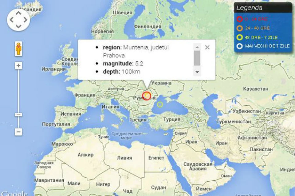 Фото: Карта землетрясения