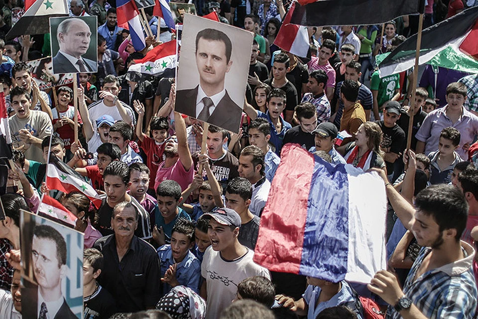 Пророссийский митинг в сирийской Латакии.