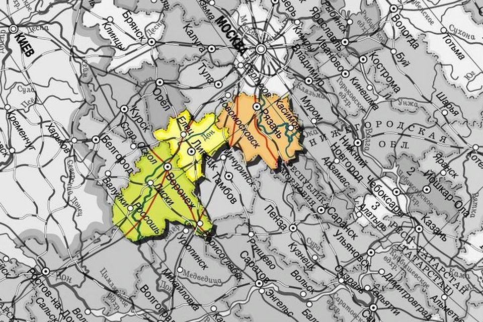 Рязань, Липецк и Воронеж - как вам такой географически вытянутый «трезубец»?