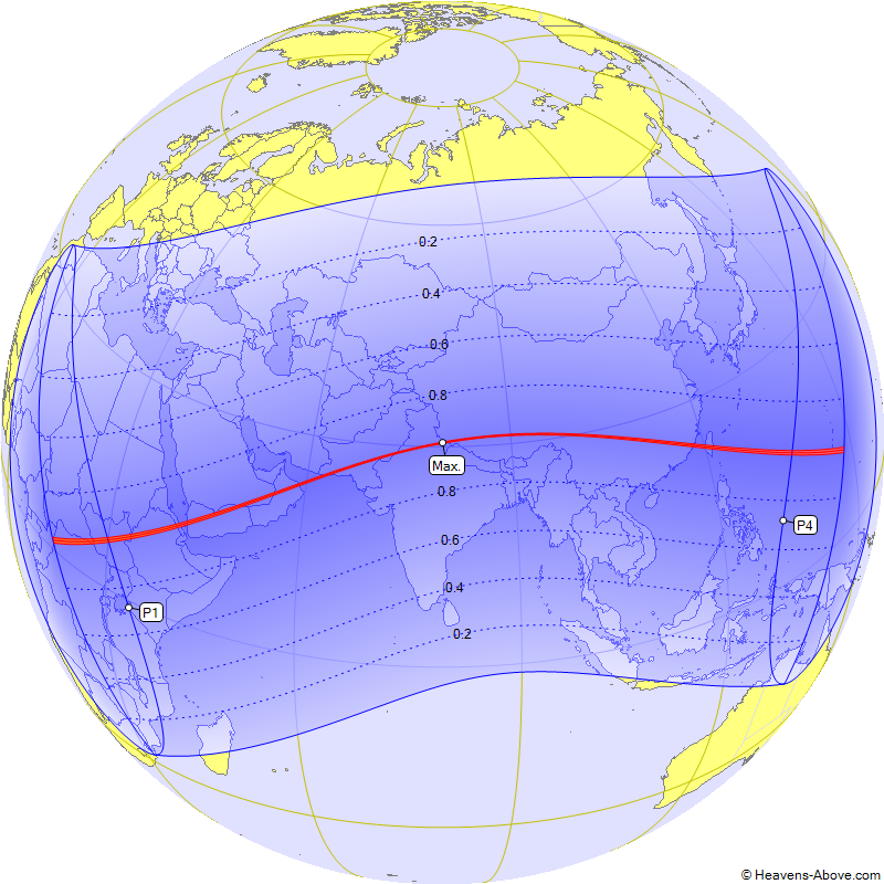 Карта солнечного затмения