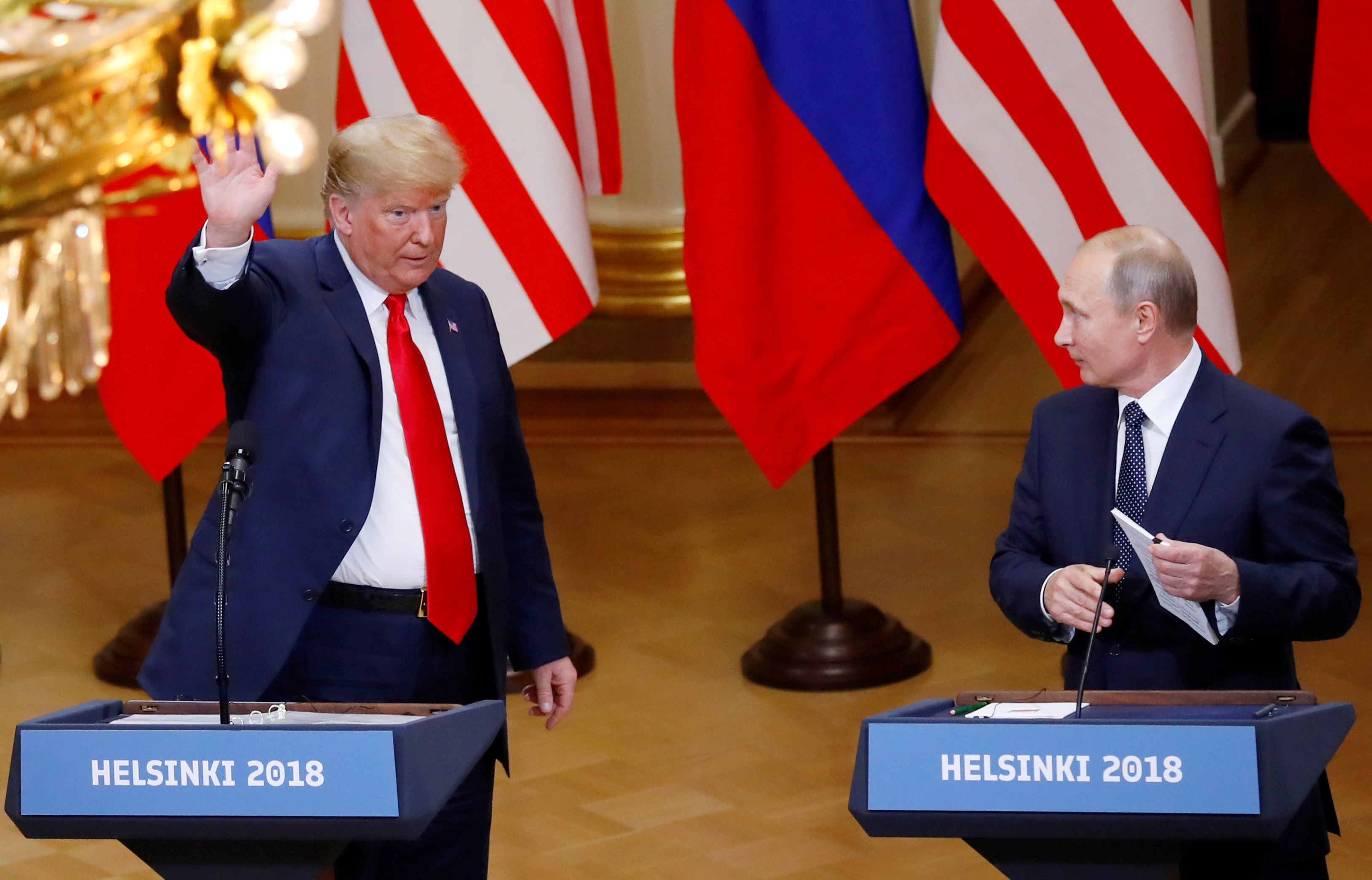 Президент США Дональд Трамп и президент России Владимир Путин в Хельсинки.