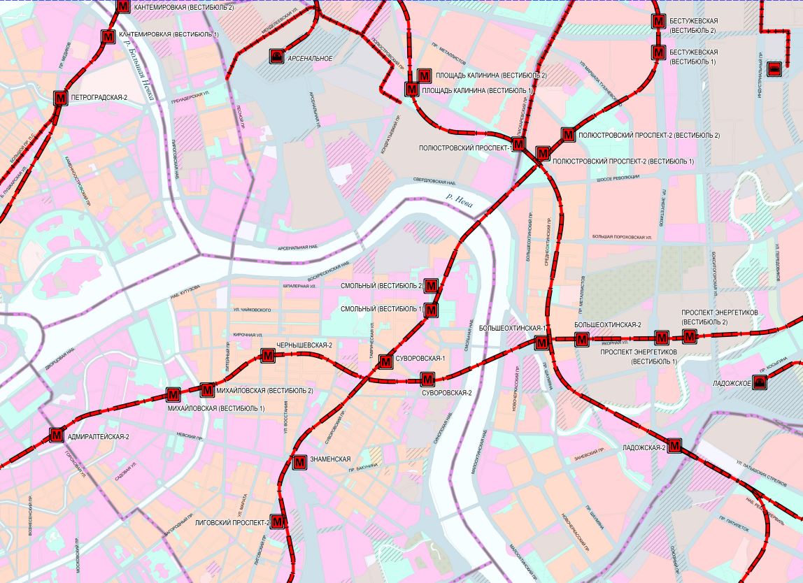 Карта кольцевой линии метро спб